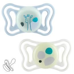 Пустушка Chicco Physio Light 2-6 м 2шт силіконова (люмінесцентна) (71088.41)