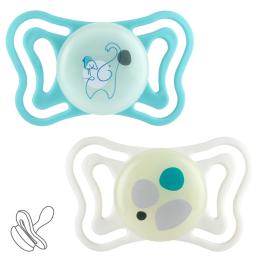 Пустушка Chicco Physio Light 6-16 м 2шт силіконова (люмінесцентна) (71087.41)