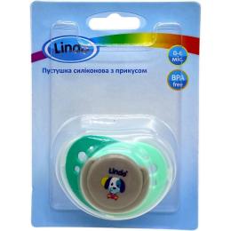 Пустушка з прикусом Lindo А 32/0-6 Turquoise Green песик, до 6 міс