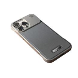 Чохол-накладка Apple iPhone 15 Pro Infinity LEATHER METAL FRAME with MagSafe Gray (2000000375717)