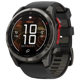 Смарт-годинник Garmin Fenix 8 51mm MicroLED Sapphire Carbon Gray DLC Titanium with Black/Pebble Grey Silicone Band (010-03380-05)