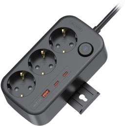 Мережевий фільтр Ikos F33S-CUPD Black (0026-CES)