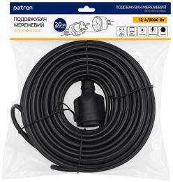 Мережевий фільтр Patron PEC-1220 Black 1 розетка, 20 м (EXT-PN-PEC-1220)