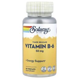 Вітаміни та мінерали Solaray Vitamin B-6 Timed-Release 50mg - 60 vcaps (2024-11-0253)