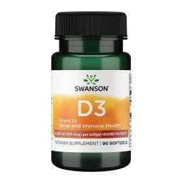 Вітаміни та мінерали Swanson Vitamin D3 4000 IU (100 mcg) - 90 softgels (2024-11-0855)