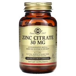 Вітаміни та мінерали Solgar Zinc Citrate 30 mg (100 veg caps) (18718-01)