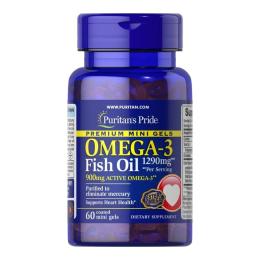 Рибячий жир та омега Puritans Pride Omega-3 Fish Oil 1290 mg (60 mini gels) (10360-01)