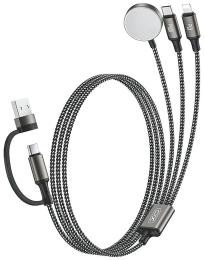 Бездротовий зарядний пристрій для смарт-годинника XO CX040 Black USB-A/USB-C 3в1 (AppleWatch + 100W Type-C cable + Lightning cable)