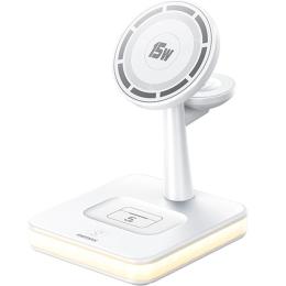 Бездротовий зарядний пристрій Remax RP-W96 33W 3-in-1 White (6954851222279)