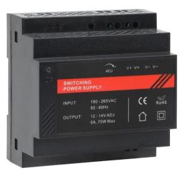 Блоки живлення для систем охорони VIA Energy на DIN рейку DR12060-02 12V/5A