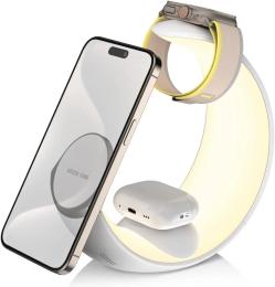 Бездротовий зарядний пристрій Infinity Minimoon 4 в 1 Magnetic Fast Charger White