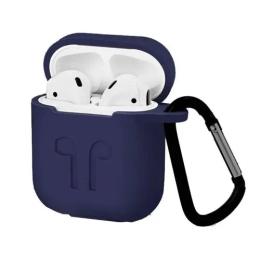 Чохол для навушників Apple AirPods/Hoco EW74 Infinity Silicon LOGO 2в1 Dark Blue (+ карабін) тех.пак (2000000976242)