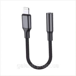 Перехідник WALKER WA-030 Lightning to AUX 3.5мм (Universal IC) Black