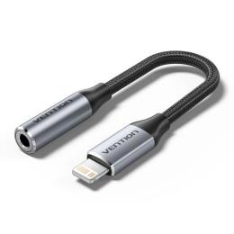Перехідник Vention Lightning to 3.5mm 0.1m cotton braided aluminum Gray (BMBHA)