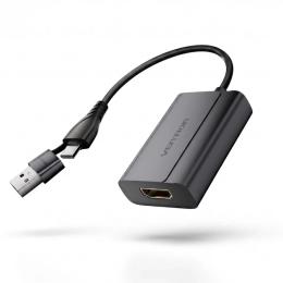 Перехідник Vention USB-C + USB-A to HDMI M 0.15m Gray (ACYHB)