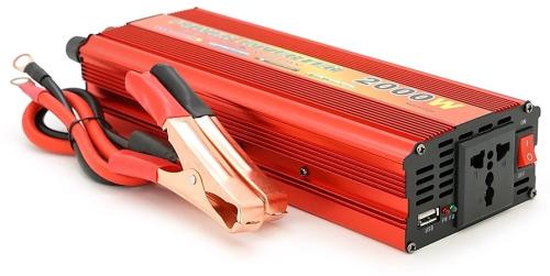 Інвертор напруги Voltronic YT47939 Red 2000ВА(1200Вт), 12 / 220V клеми + крокодили
