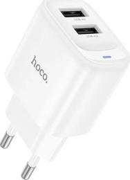 Адаптер живлення для телефона Hoco C141A Smart dual-port charger White (6942007627856)