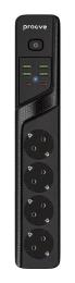 Мережевий фільтр Proove Power Strip P-04C Black (4 розетки + 2 USB + 4 Type-C) 2М