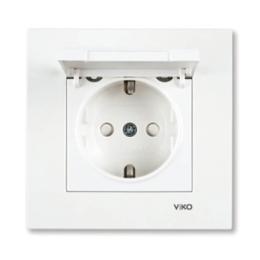 Розетка з заземленням і кришкою біла VIKO KARRE