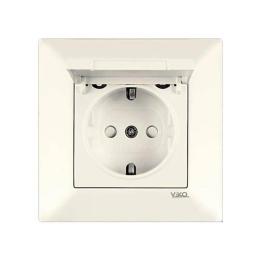 Розетка із заземленням кришкою і зах.шторками крем VI-KO Meridian