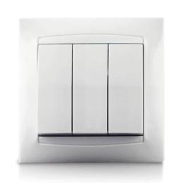 Вимикач 3 клавішний білий Lemanso Сакура LMR1008