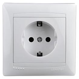 Розетка із заземленням біла Lemanso Сакура LMR1016 кераміка