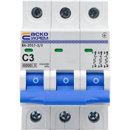 Автоматичний вимикач АСКО-УКРЕМ ВА-2017 3 P 3A Тип C (A0010170040)