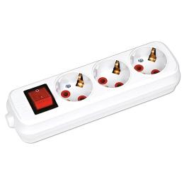 Колодка Horoz Electric 3 розетки з заземленням та вимикачем (200-300-302)
