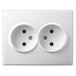 Розетка подвійна без заземлення біла LESYA Lezard 705-0202-128B