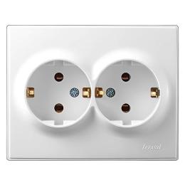 Розетка подвійна з заземленням біла LESYA Lezard 705-0202-127B