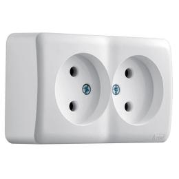 Розетка подвійна без заземлення Біла VIOLA Lezard 751-0200-128B