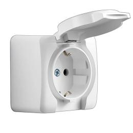 Розетка з заземленням та кришкою біла VIOLA Lezard 751-0200-123B