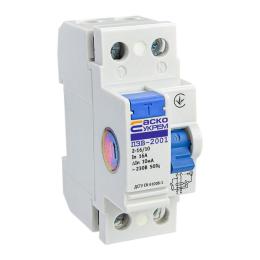 Пристрій захисного відключення ПЗВ-2001 2p/16A/10mA АскоУкрем