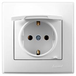 Розетка Lezard LESYA із заземленням і кришкою Біла (705-0202-123B)