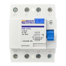 Пристрій захисного відключення ПЗВ-2001 4p/16A/30mA АскоУкрем