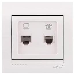 Розетка комп. RJ 45, телефон RJ 11 біла DERIY Lezard