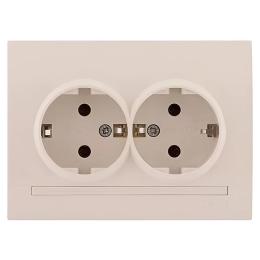 Розетка 2-на з/з крем DERIY Lezard 702-0303-127B
