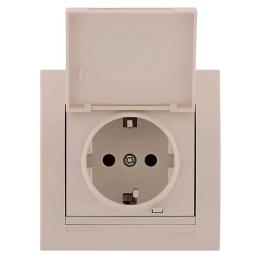 Розетка з/з та кришкою крем DERIY Lezard 702-0303-123B