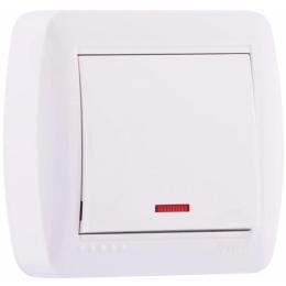 Вимикач одноклавішний з підсвіткою накладний білий DEMET Lezard