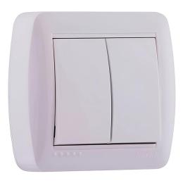 Вимикач двоклавішний накладний білий DEMET Lezard