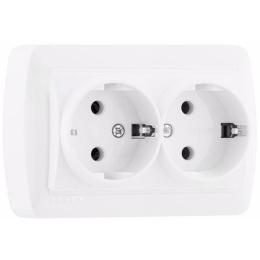 Розетка 2-на з/з наклад білий DEMET Lezard 711-0200-127