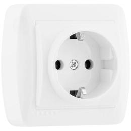 Розетка з заземленням накладна біла DEMET Lezard
