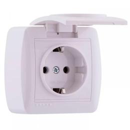 Розетка з/з та кришкою наклад білий DEMET Lezard 711-0200-123