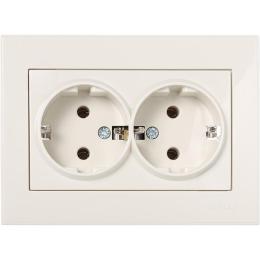 Розетка 2-на з заземленням крем RAIN Lezard