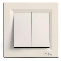 Вимикач 2 клавішний прохідний крем Asfora EPH0600123