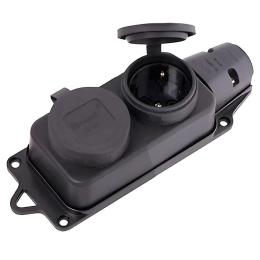 Розетка 2-на накладна з заглушками Lezard( каучук) 106-0400-0110