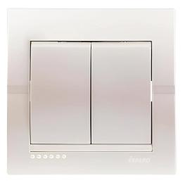 Вимикач 2-клавішний перлинно-білий металік DERIY Lezard 702-3030-101