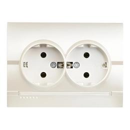 Розетка 2-на з заземленням перлинно-білий DERIY Lezard 702-3030-127B