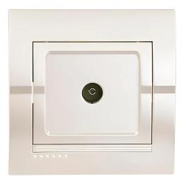 Розетка телевізійна прохідна перлинно-білий металік DERIY Lezard 702-3030-129