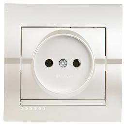 Розетка без заземлення перлинно-білий металік DERIY Lezard 702-3030-121B